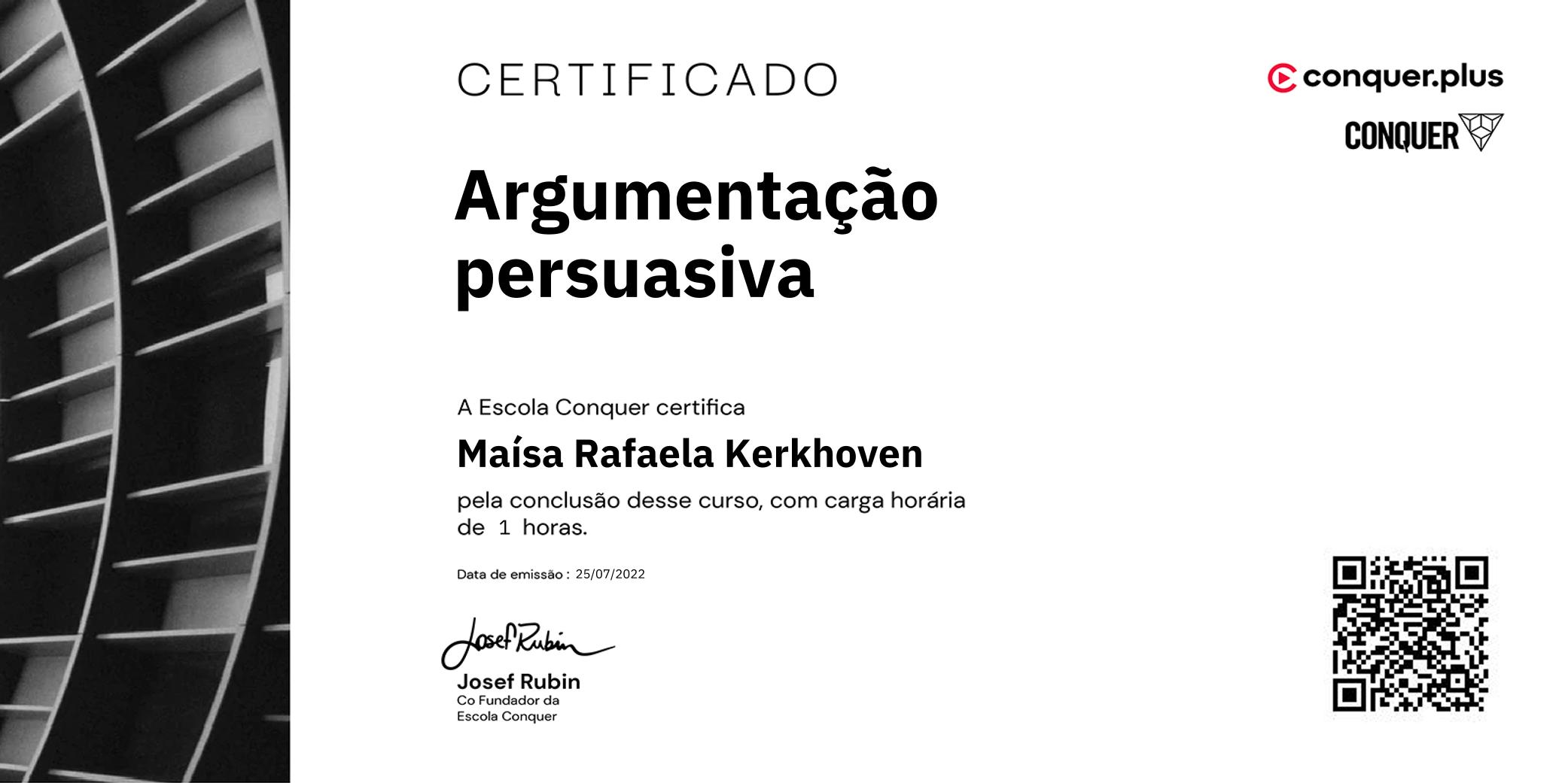 Certificado de Argumentação persuasiva